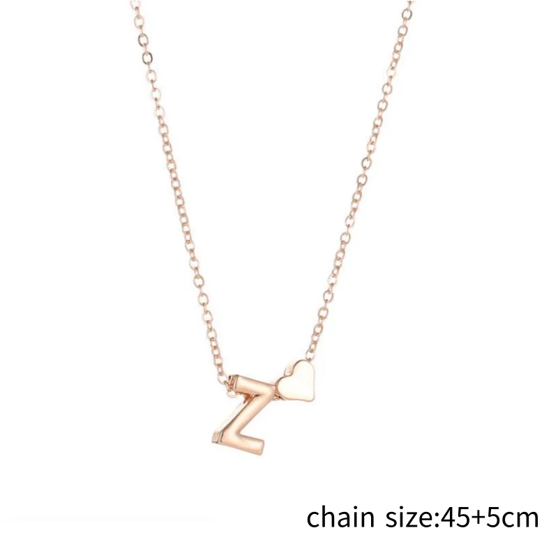 1PC Tiny Heart Dainty Initial Necklace KC Gold Color Letter A-Z Name Choker Necklace For Women Pendant Jewelry Gift