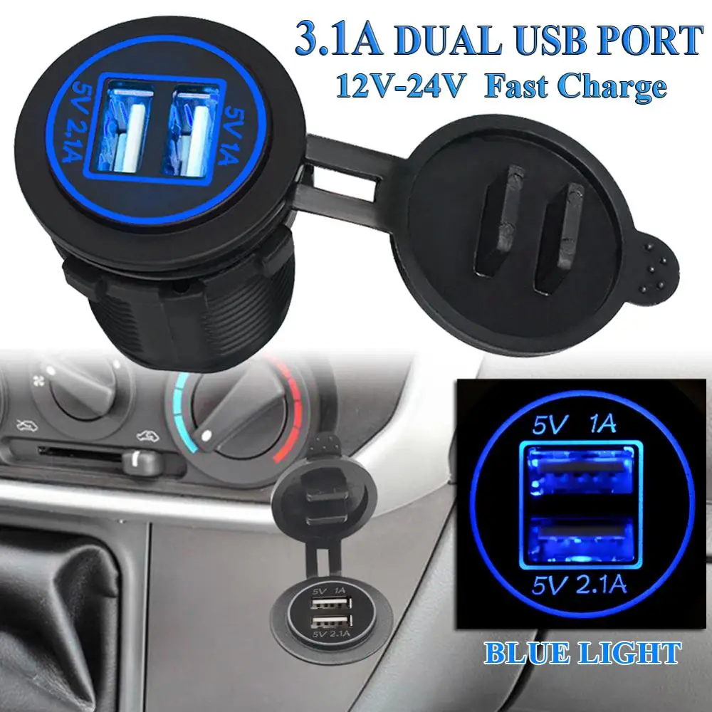 12 V 24 автомобиль Зарядное устройство Dual 1A/2.1A USB Порты и разъёмы автомобиля Батарея