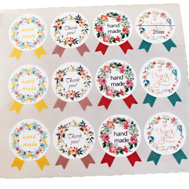 120pcs per pack I 120 шт./упак. с изображением зеленых листьев и красивый венок этикетки ручной работы с наклейка «спасибо» выпечка в подарок запечатывания Стикеры s - Цвет: 120pcs per pack I