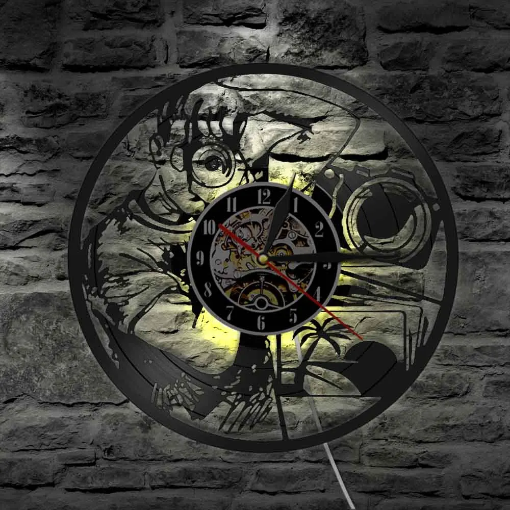 Фотографы настенные часы фотографирование с камерой Фотография Студия Настенный декор Виниловая пластинка часы Shutterbug камера подарок для мужчин