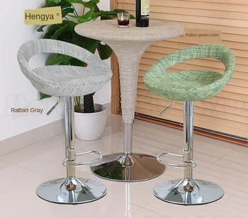 

1B Bar table chair bar stool modern minimalist rotating lift chair rattan cash register front desk high stool