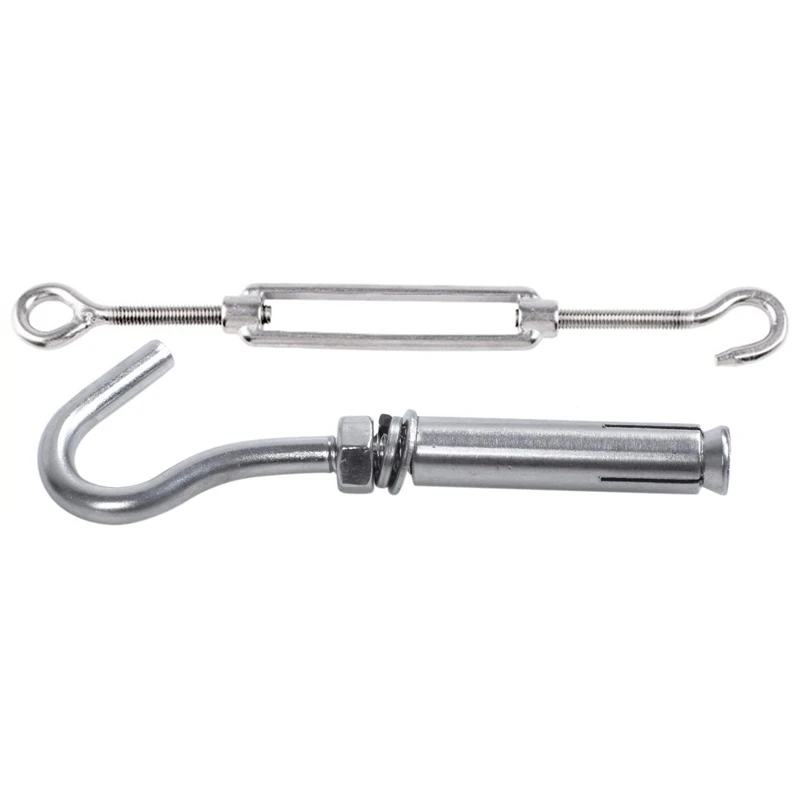 

5 Pcs M6 304 Stainless Steel Expansion Screw Open Cup Hook Archor Bolts & 8 Pcs M4 Stainless Steel 304 Hook & Eye Turnbuckle Wir
