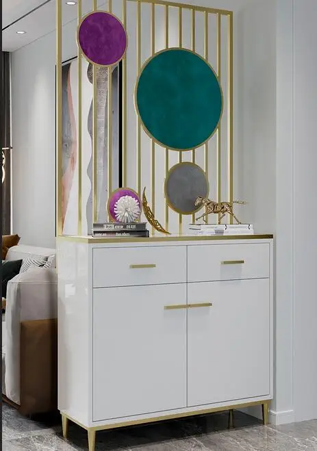 Nordic screen cabinet shoe cabinet integrated hall entrance porch light luxury living room iron partition cabine