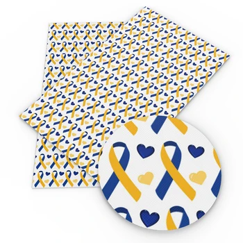 

David accessories 20*34cm Awareness Printed Faux Leather Fabric for Bows Synthetic Leather Bows DIY Handmade Materials,1Yc10480