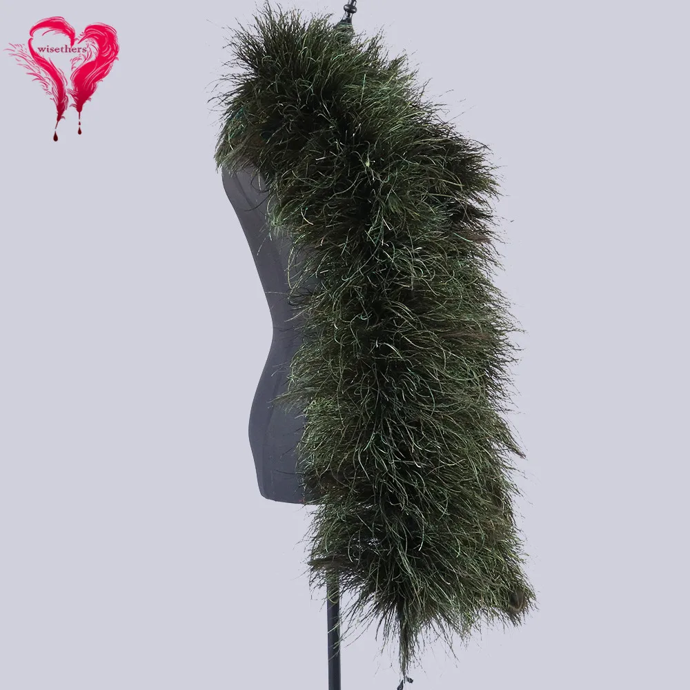 Natural Peacock Feather Boa Beautiful Peacock Feather Eye Shawl Party Cosplay Clothing Accessory 2 Meters/ 1 Pcs