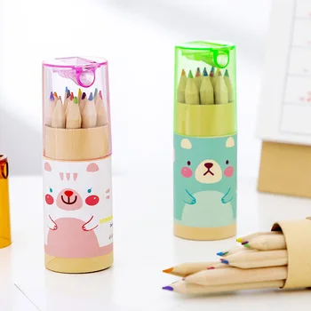 

12pcs/Box Cute Mini Color Pencils Creative Stationery Cute Bear Pencils for School Colored Pencils School Supplies