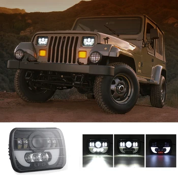 

7x6 5X7 300W LED Headlight Halo DRL For Jeep For Wrangler YJ 86-95 Cherokee LED Headlight Fog Light Bulbs Halo DRL