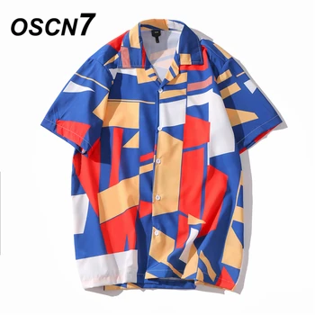 

OSCN7 Casual Printed Short Sleeve Shirt Men Street 2020 Hawaii Beach Oversize Women Fashion Harujuku Shirts for Men XQ89