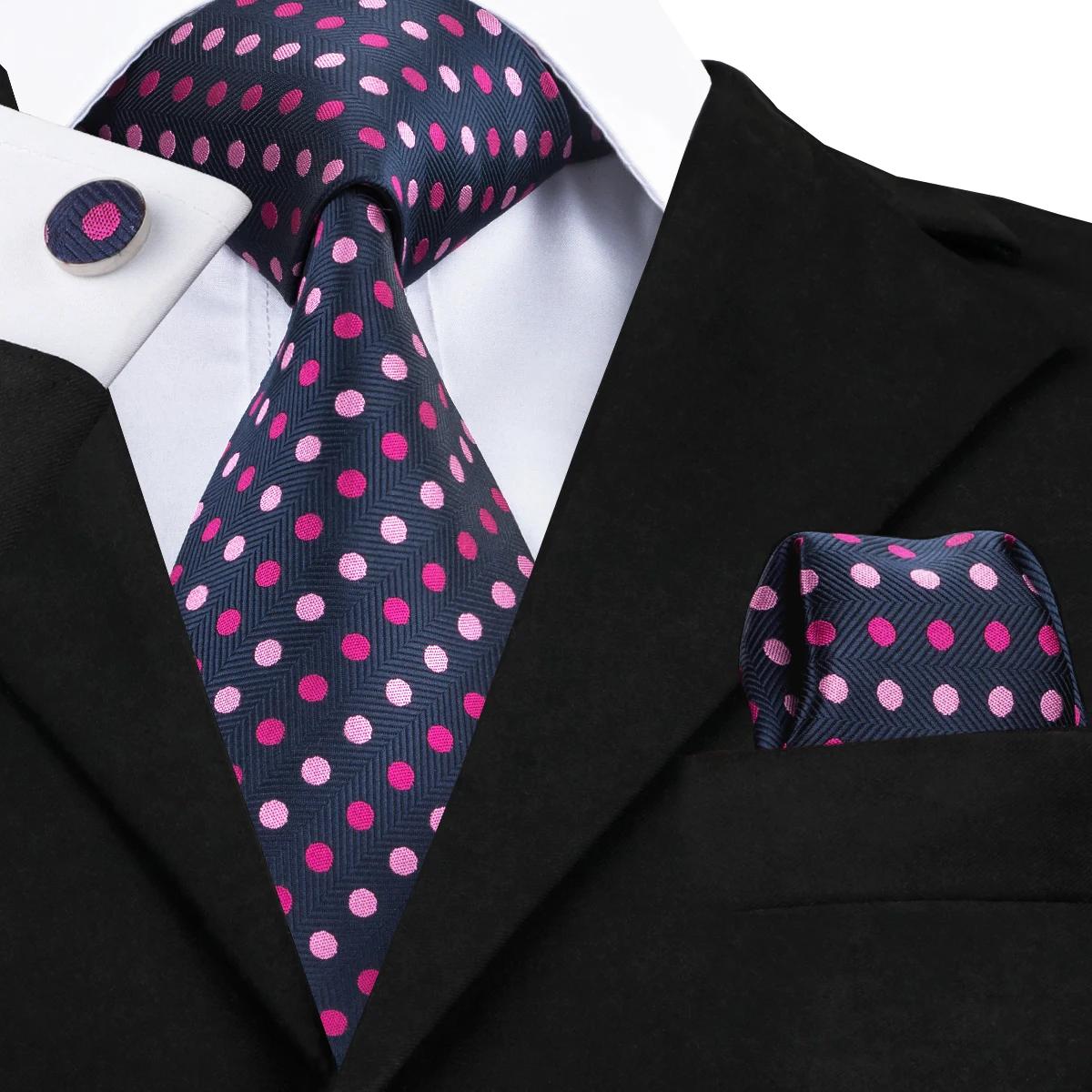 Hi-Tie, мужские галстуки, серый, красный, зеленый, в горошек, галстук, набор, в клетку, шелковый галстук, карман, квадратные запонки, набор, новая мода, мужские галстуки, деловые C-466 - Цвет: C-799