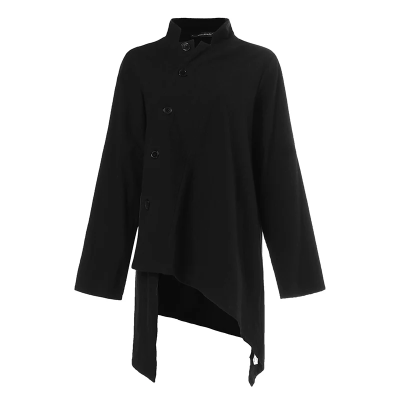 Асимметричное Платье-туника топ в стиле ретро Для женщин блузка Осень сорочка Celmia рубашка с длинными рукавами женская одежда на пуговицах и с карманами Blusas негабаритных - Цвет: Черный