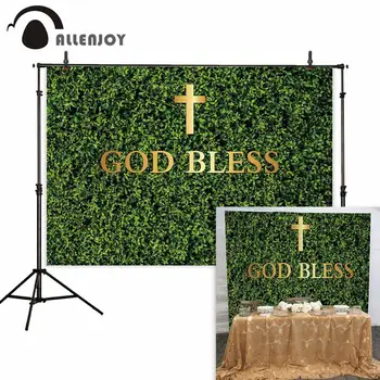

Allenjoy God Bless background green grass leaf spring golden baptism communion portrait party photography backdrop photocall