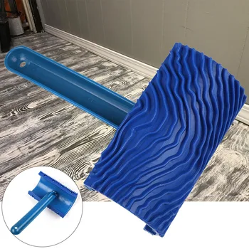 

Graining Handle Home Empaistic Tool DIY Wood Pattern Blue Brush Decoration Rubber Durable Painting Roller Imitation Art Wall