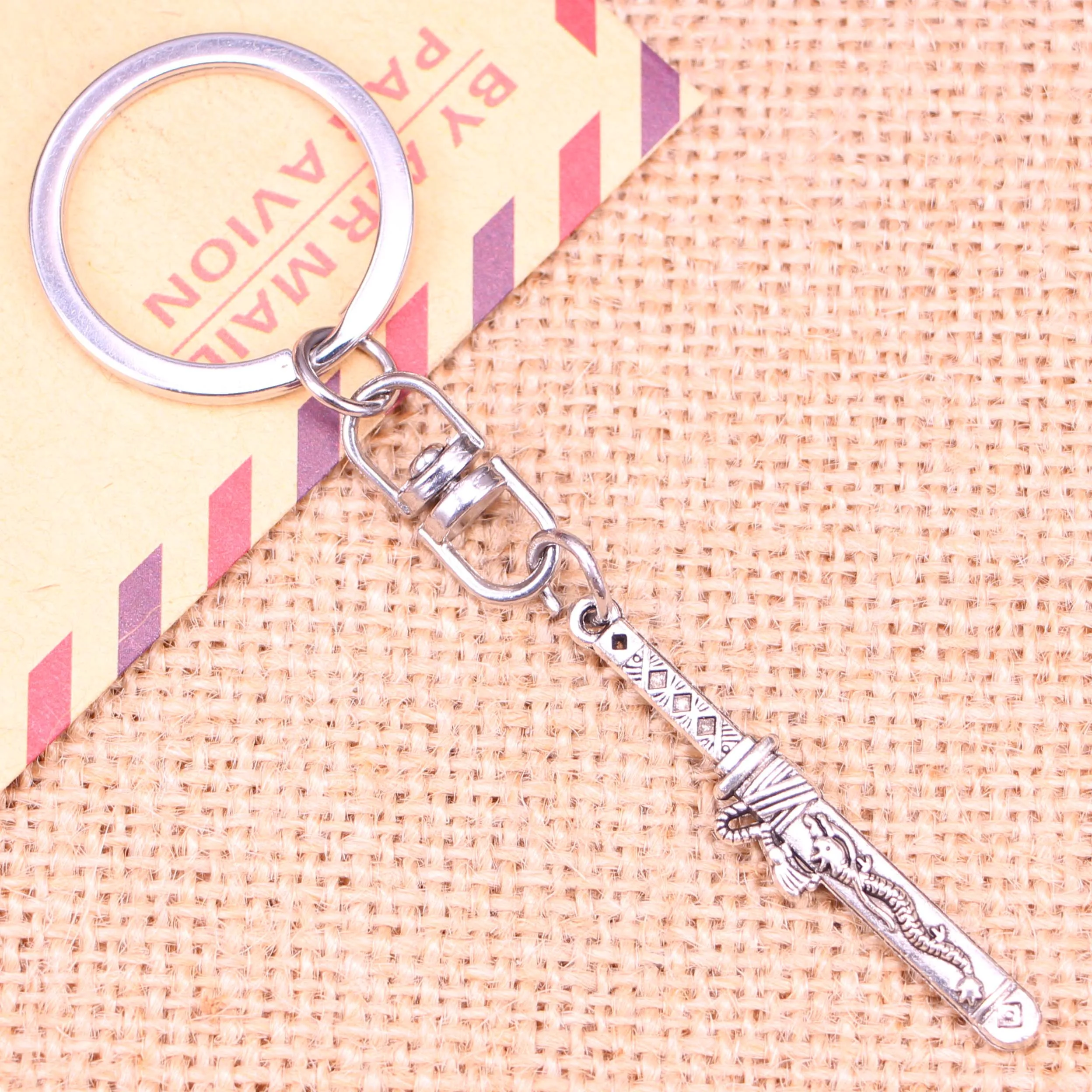 New Fashion Keychain 44*8 mm samurai sword in sheath Pendants DIY Men Jewelry Car Key Chain Ring Holder Souvenir For Gift | Украшения и
