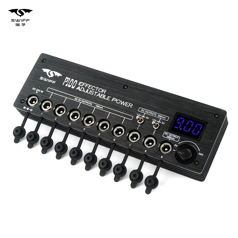 

SWIFF Mini Guitar Effect Power Supply Station 9 Isolated DC Outputs 9V 12V Adjustable Voltage 9-24V for Guitar Effects