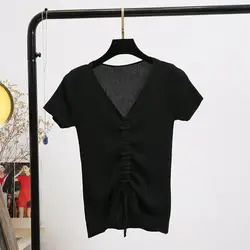 RS02 2019 женская рубашка, женский топ с коротким рукавом одежды J016