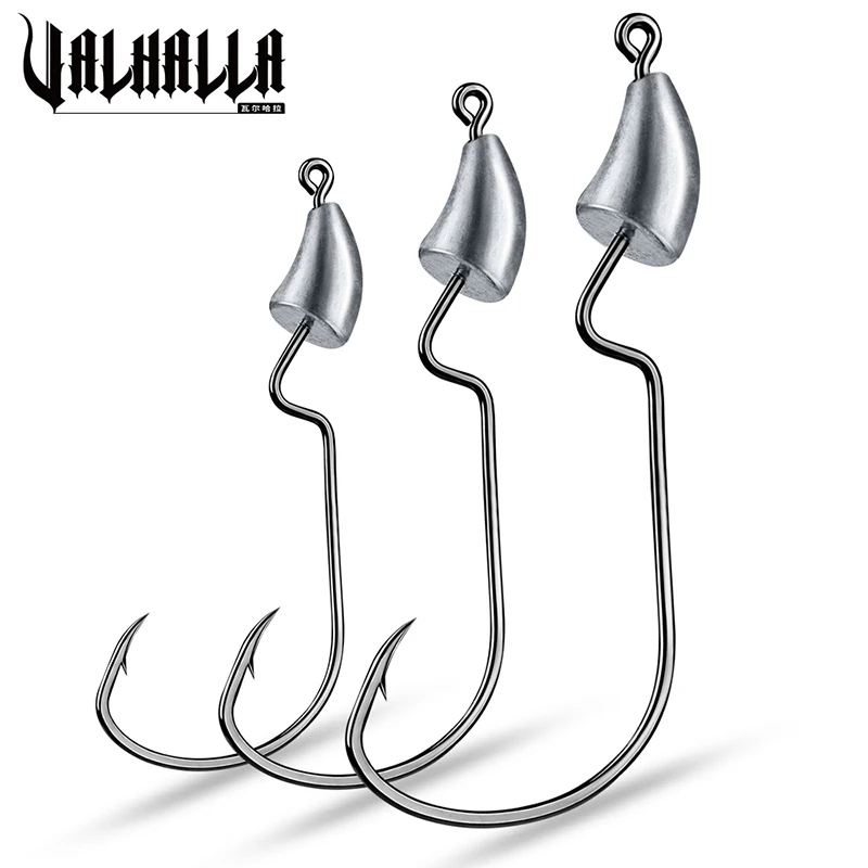 

VALHALLA 50pcs/lot Fishing Hooks Carbon Steel Wide Crank Offset Fishhook For Soft Lure Bass Barbed Carp Fishing Tackle Worm Hook