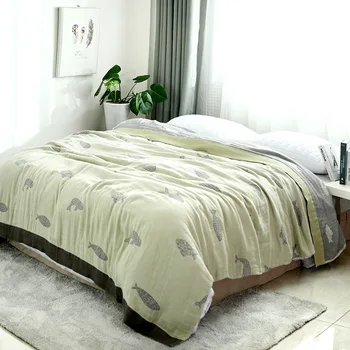 

Bamboo Cotton Towel Quilt Soft Comfortable Blanket Single Double Bedspread For bed Sofa Travel Four Seasons Gauze Throw Blankets