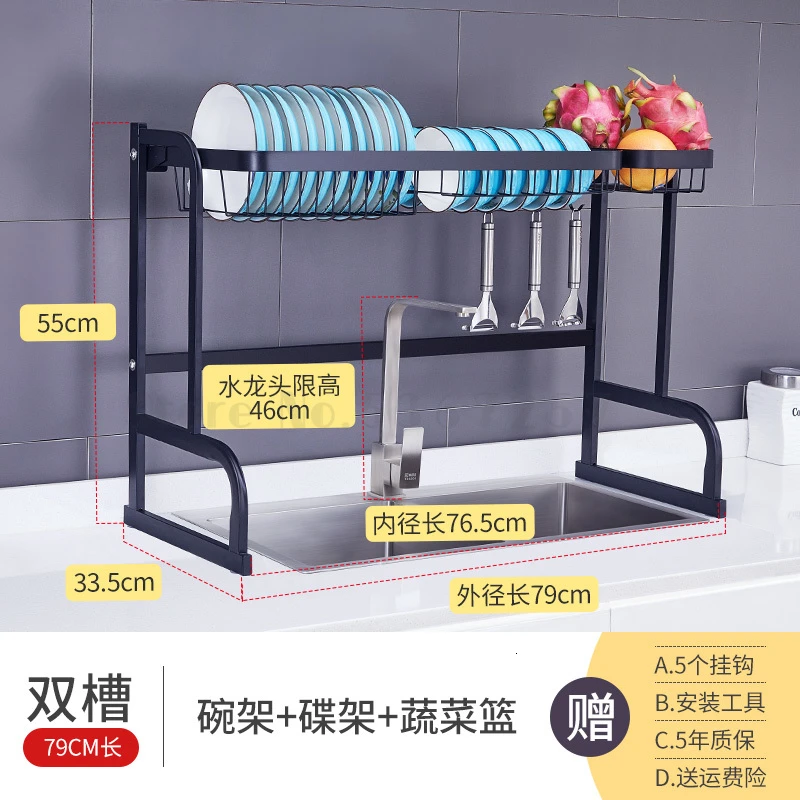 Black Stainless Steel Sink Drain-rack Bowl Kitchen Storage Rack Kitchen Storage Organization Kitchen Accessories Organizer cheap - Цвет: Светло-зеленый