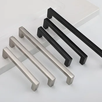 

JD Silver Brushed Aluminum Wardrobe Handle Black Cabinet Door Handle Square Wine Cabinet Furniture Small Handle