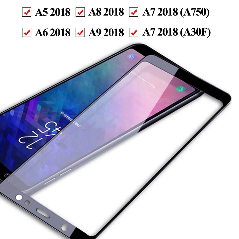 Защитное стекло для Samsung Galaxy A6 2018 A9 A8 A7 A5 закаленное защиты 8 9 7 6 5 листов защитная
