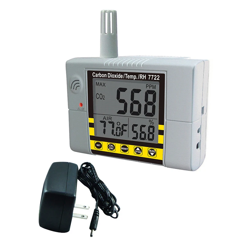 US $134.71 Us Plug Az7722 Co2 Gas Detector With Temperature And Humidity Test With Alarm Output Driver BuiltIn Relay Control Ventilation S