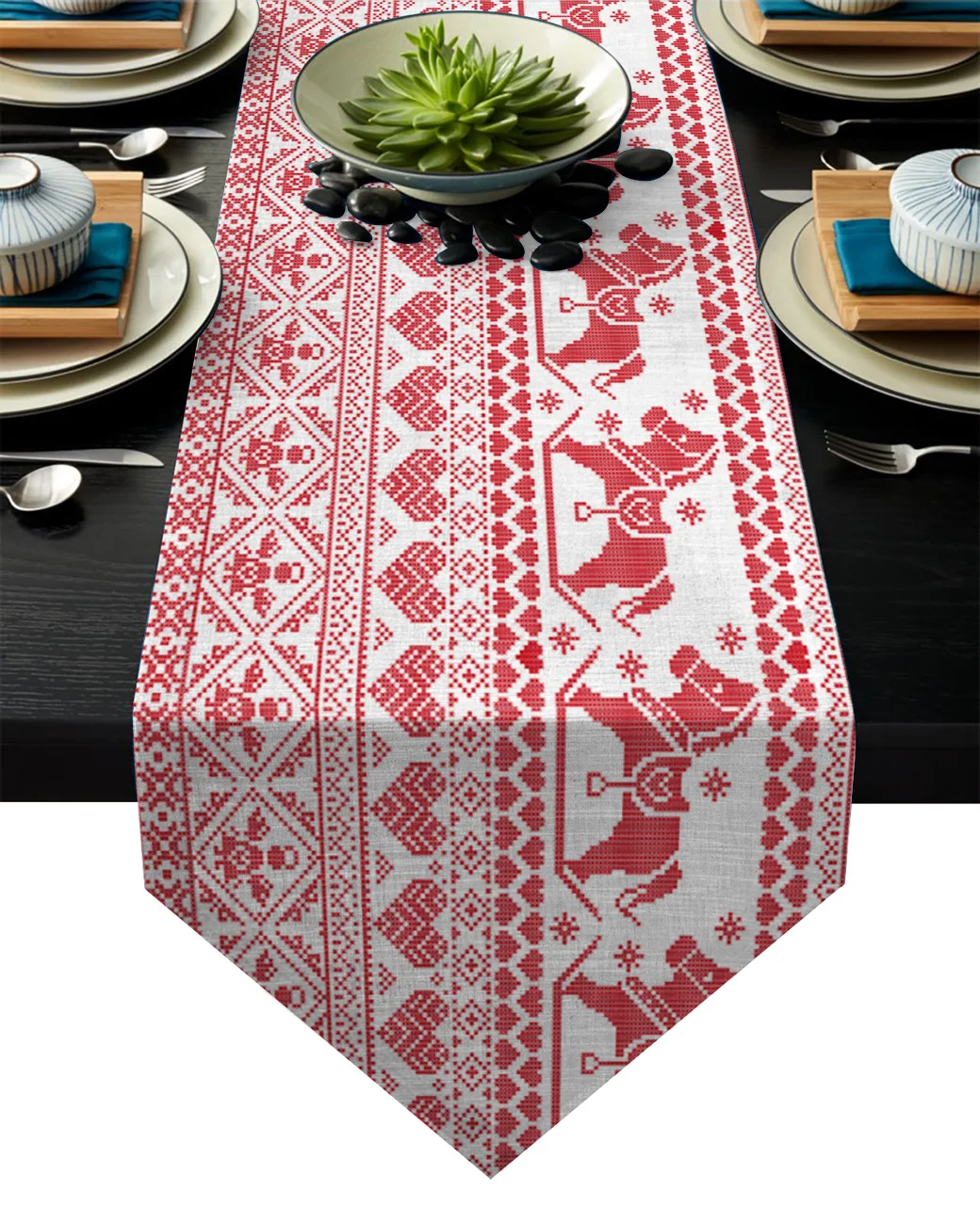 Carv свитер красный Рождественский полосатый конь настольная дорожка рождественские украшения для домашнего стола Decorarion