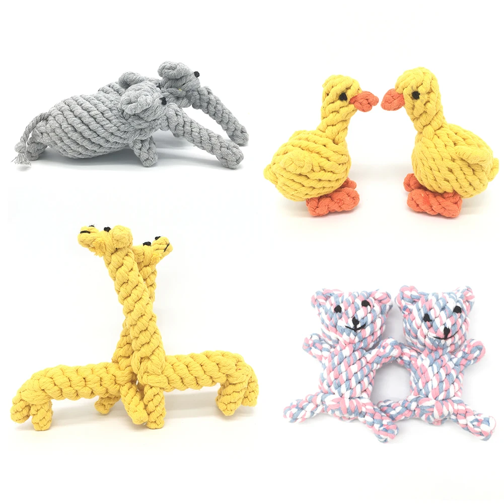 

1pc Pet Dog Toys Cartoon Animal Dog Chew Toys Durable Braided Bite Resistant Puppy Molar Cleaning Teeth Cotton Rope Toy
