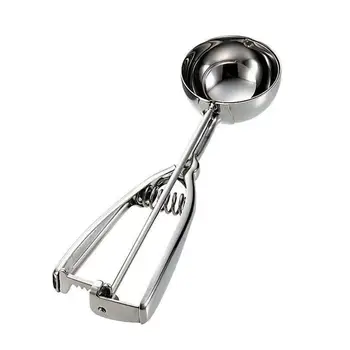 

Silver Stainless Steel Ice Cream Scoop Spoon Spring Handle Masher Cookie Scoop Stainless Steel Ice Cream Spoons 2020 Fashion