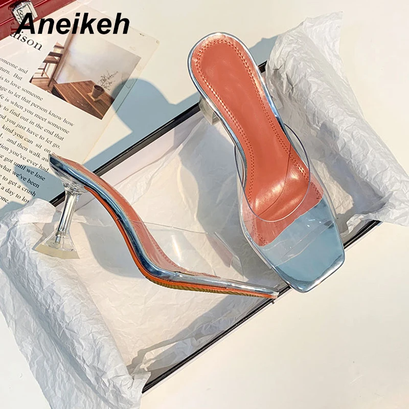 Женские пляжные шлепанцы Aneikeh из ПВХ Модные женские сандалии на каблуке с