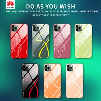 

Gradient Tempered Glass Case For Huawei P30 Pro P30/P40 Lite P30 Mate 30 Liquid silicone glass cases For HUAWEI Nova 6/7se 7i 7