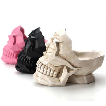 

3D Skull Head Resin Storage Box Figurine Skeleton Ornament Stationery Holder Makeup Storage Organizer Jewellery Box Home Décor