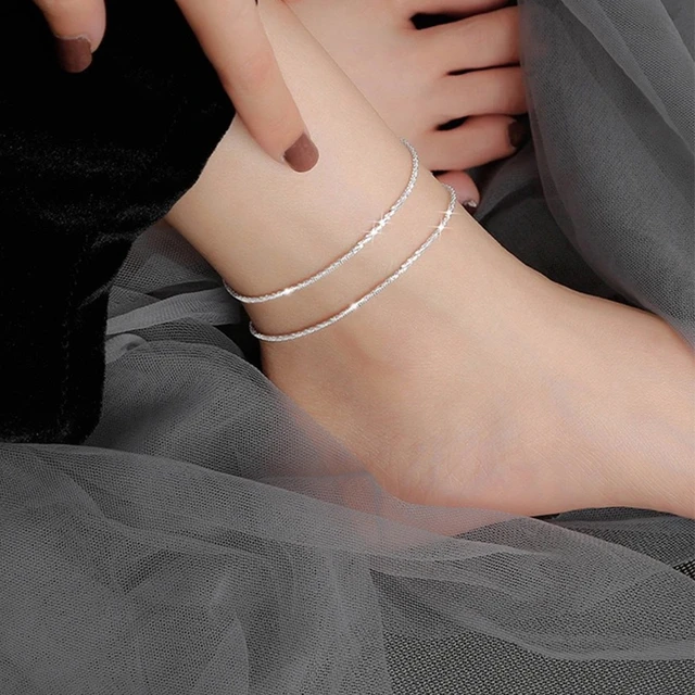 Silver Rolo Anklet bracelet 9.5 inches, Unisex Italian Chain - South Paw  Studios Handcrafted Designer Jewelry