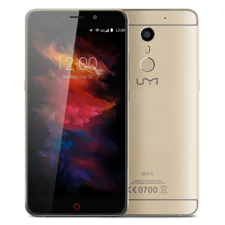 Смартфон UMIDIGI MAX 4G 5,5 дюймов 2.5D FHD 1920*1080 Android 6,0 3 ГБ+ 16 Гб 5 Мп+ 13 МП с двумя камерами для распознавания отпечатков пальцев - Цвет: Золотой