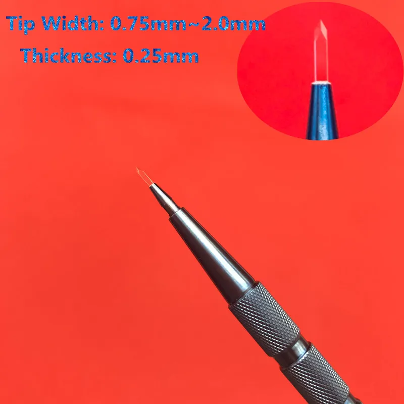 Лучшее ZT116 1,0 мм 35 градусов офтальмологическое лезвие сапфировые лезвия вручную имплантированные волосы инструмент для трансплантации волос ручка