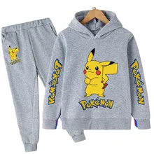 

2022Spring Autumn Winter4-14Years Kids Boys Girls Pokemon Sets Fashion Pikachu Casual Hoodies Children Baby Suit Pokemon Pokémon