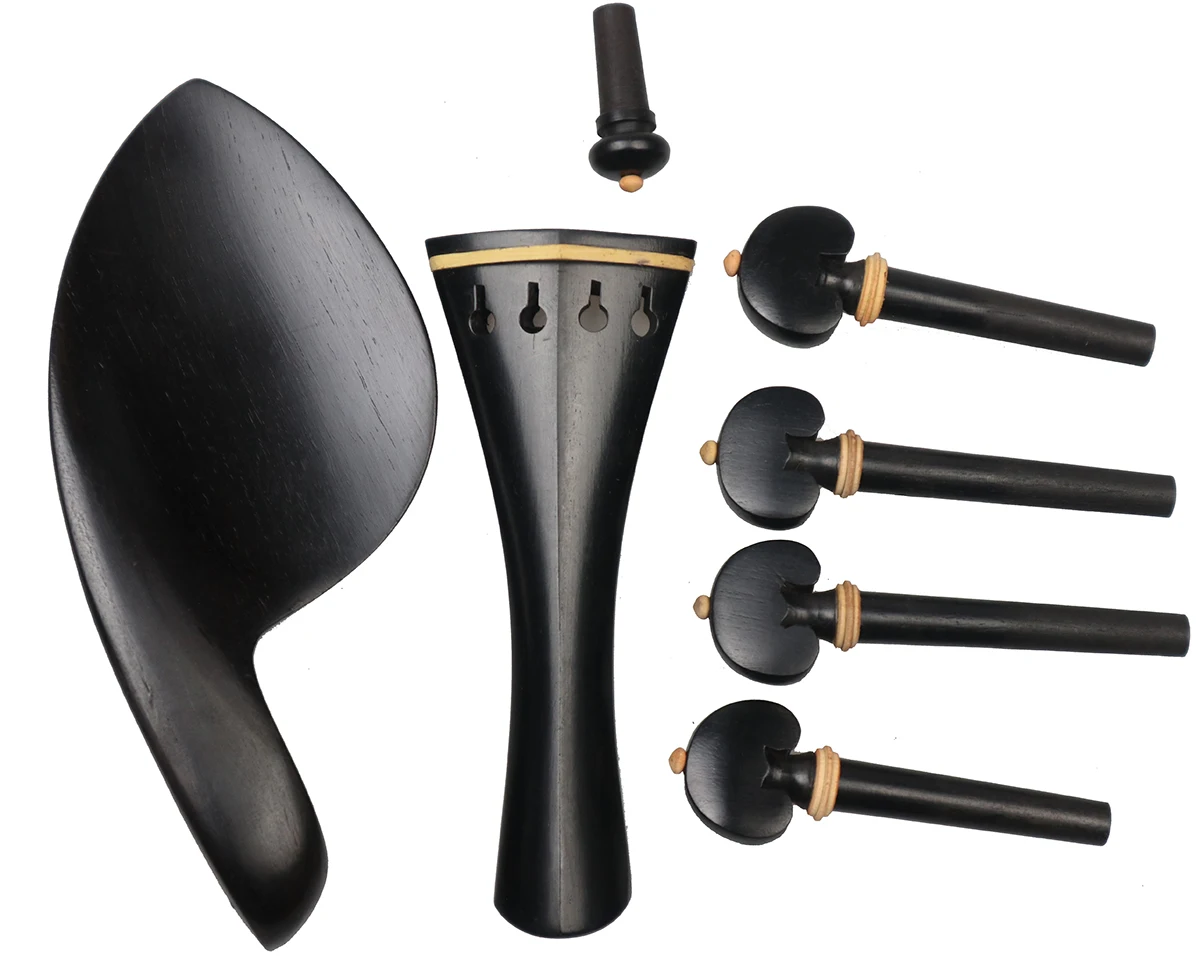 Conjunto de Madeira Ébano Tamanho Completo Violino Acessórios Peças Queixo Resto Estacas Tailpiece Enpin 4 - 1 - Image 3