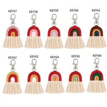 

2020 New Weaving Rainbow Keychains Women keychain Car Pendant Handmade Bag Key Chains Key Ring