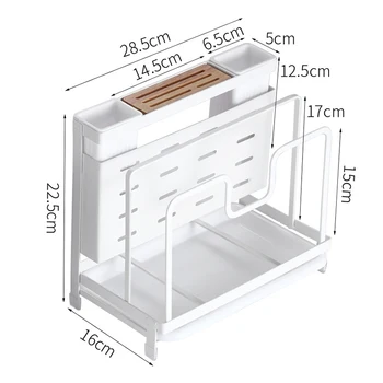 

3 IN 1 Pot Lid Rack/Chopsticks Holder/Kitchen Cutter Holder 3 Compartments Spoons/Pan Lid Organizer for Kitchen Storage 66CY