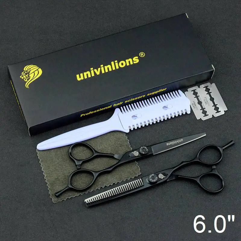 6025D-Kit Box " Черные ножницы для волос, японские бритвы; ножницы для парикмахерских, Парикмахерская Машинка для стрижки волос, Парикмахерская стилист, ножницы для стрижки волос - Цвет: 6025D-Kit Box