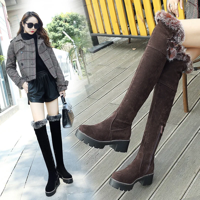 

Latest Fashion Boots Overknee Boots 2019 Rabbit's Keep Warm High Boots