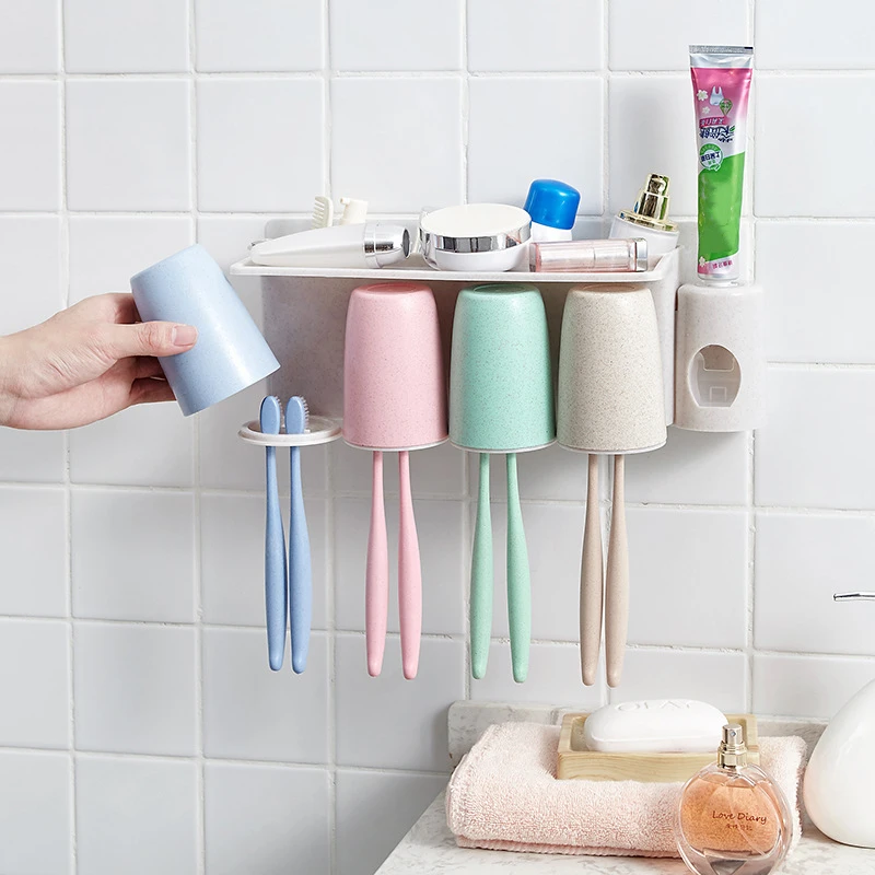 

Bathroom Storage Toothbrush Holder Simple Multifunction Set Home Bathroom Accessories Automatic Convenient Toothpaste Dispenser