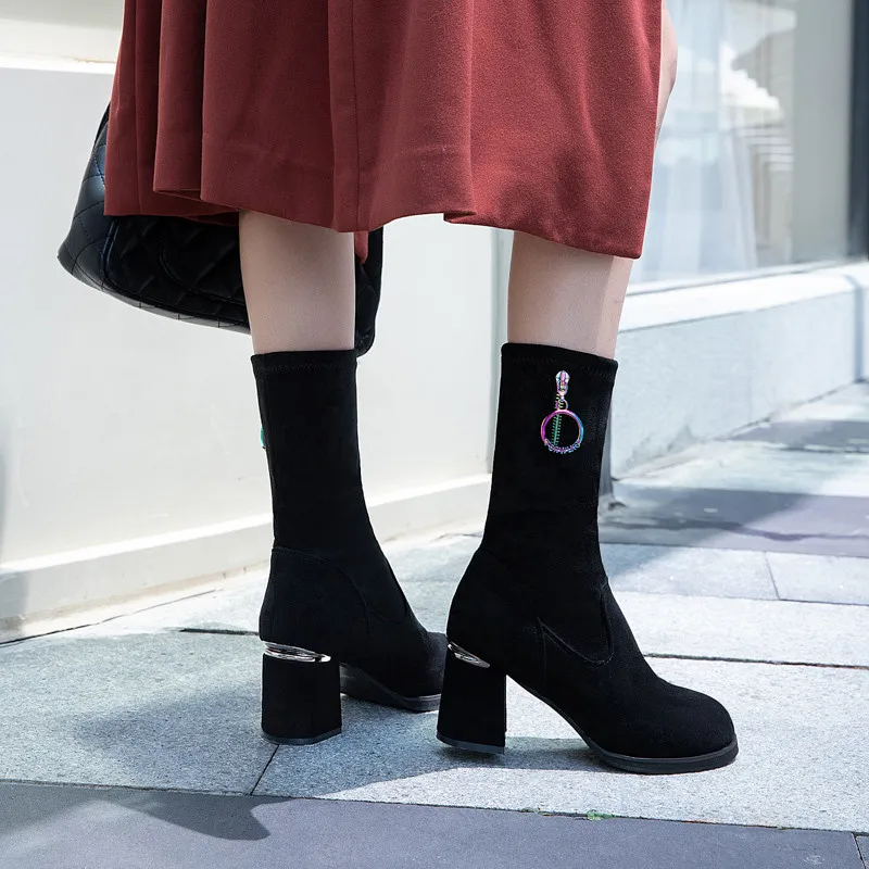 

Women's Short Boot Winter Shoes Woman 2019 Autumn Boots Low Heels booties Lace Up Round Toe Luxury Designer Booties Ladies