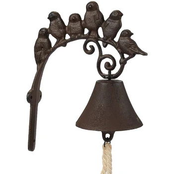

Rustic Cast Iron Bird Doorbell Chime Indoor Outdoor Decor Hanging Bell Wall Sculpture