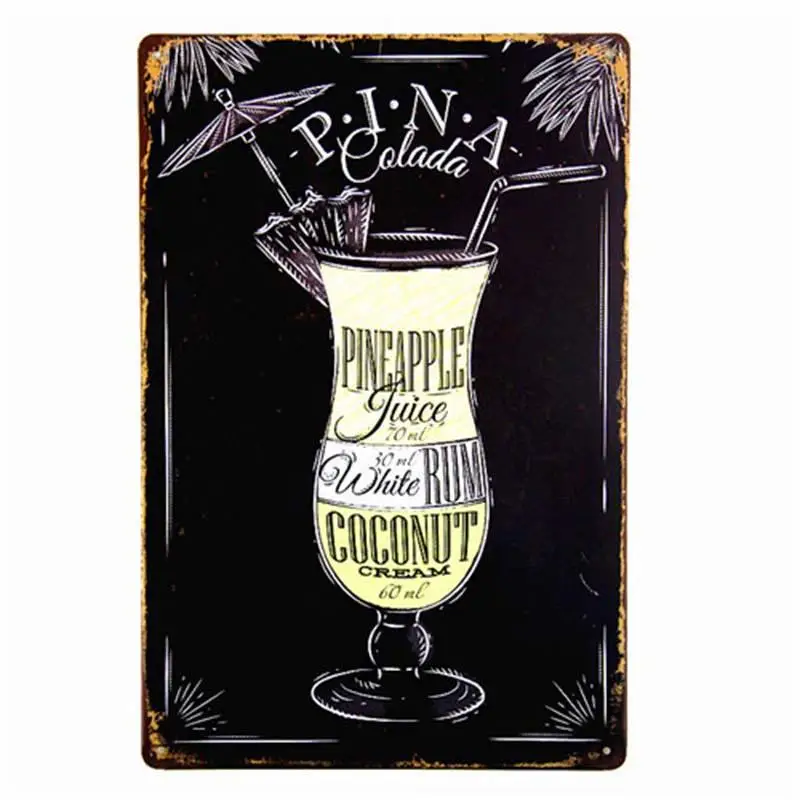 Mojito Cocktail Menu Оловянная вывеска для бара декор стен Клубные металлические поделки