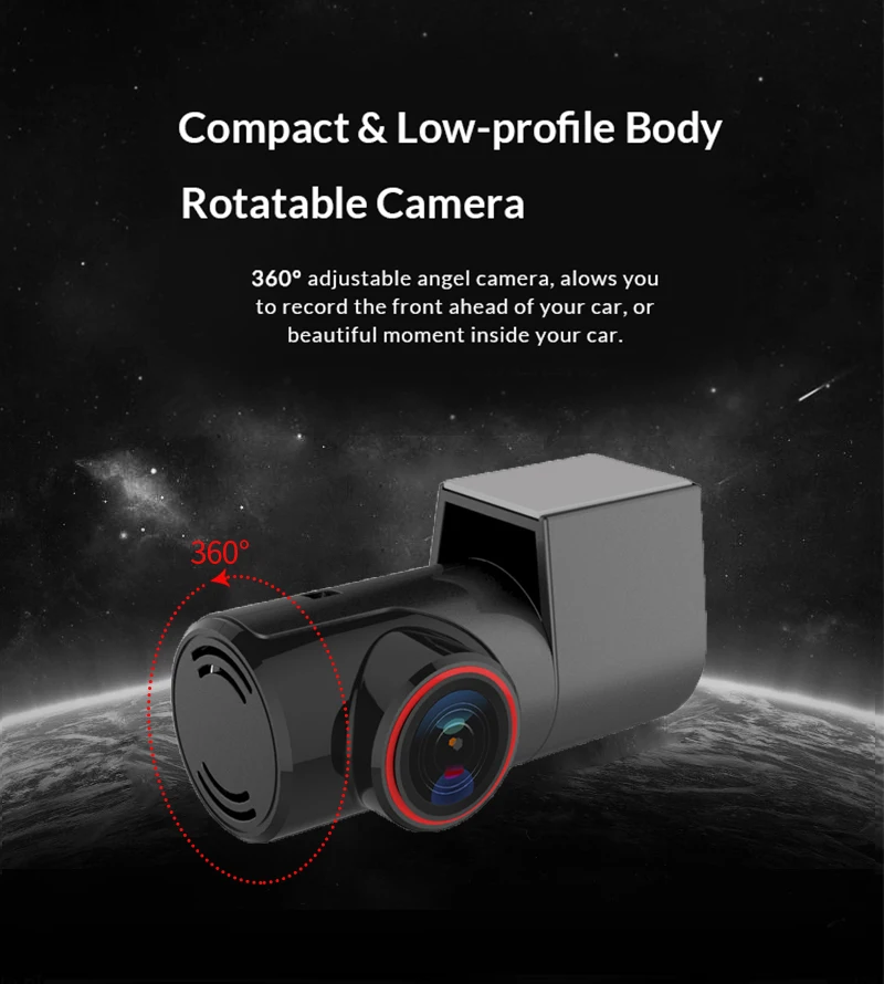 SAMEUO U800 Dash Cam WiFi GPS Dash Camera front and rear Mini Hidde full hd  1080P Super Night Vision DVR 360 Rotation for Cars - AliExpress