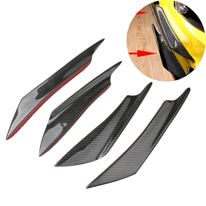 

4PCS/Set Universal Carbon Fiber Front Bumper Lip Splitter Fin Body Spoiler Canards Valence Chin