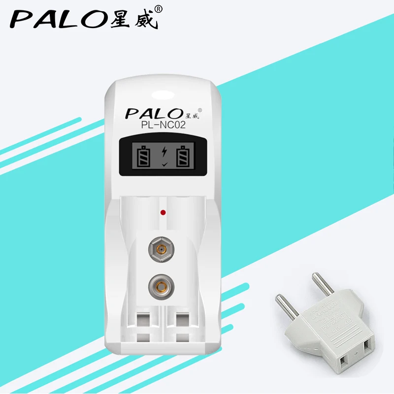 

PALO battery charger 2 slots nimh nicd quick intelligent charger for aa aaa 9v 6F22 rechargeable batteries with LCD display