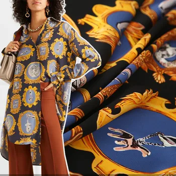 

Copper mirror printed polyester fabric meter shirt dress stretch satin fabric handmade DIY clothing fabric wholesale cloth