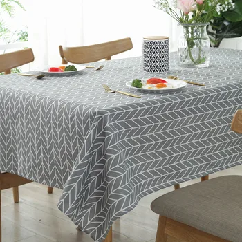 

Linen Tablecloth Geometric Gray Dust-proof Table Cloth Dining Wedding Banquet Rectangular Cover Cloth Home Decoration DW182