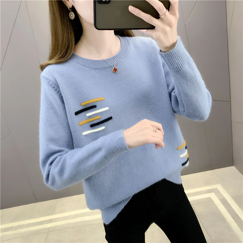 

20895 (under No. 1, row 2, room 3) real shot round neck color stripe Pullover [1657] 44